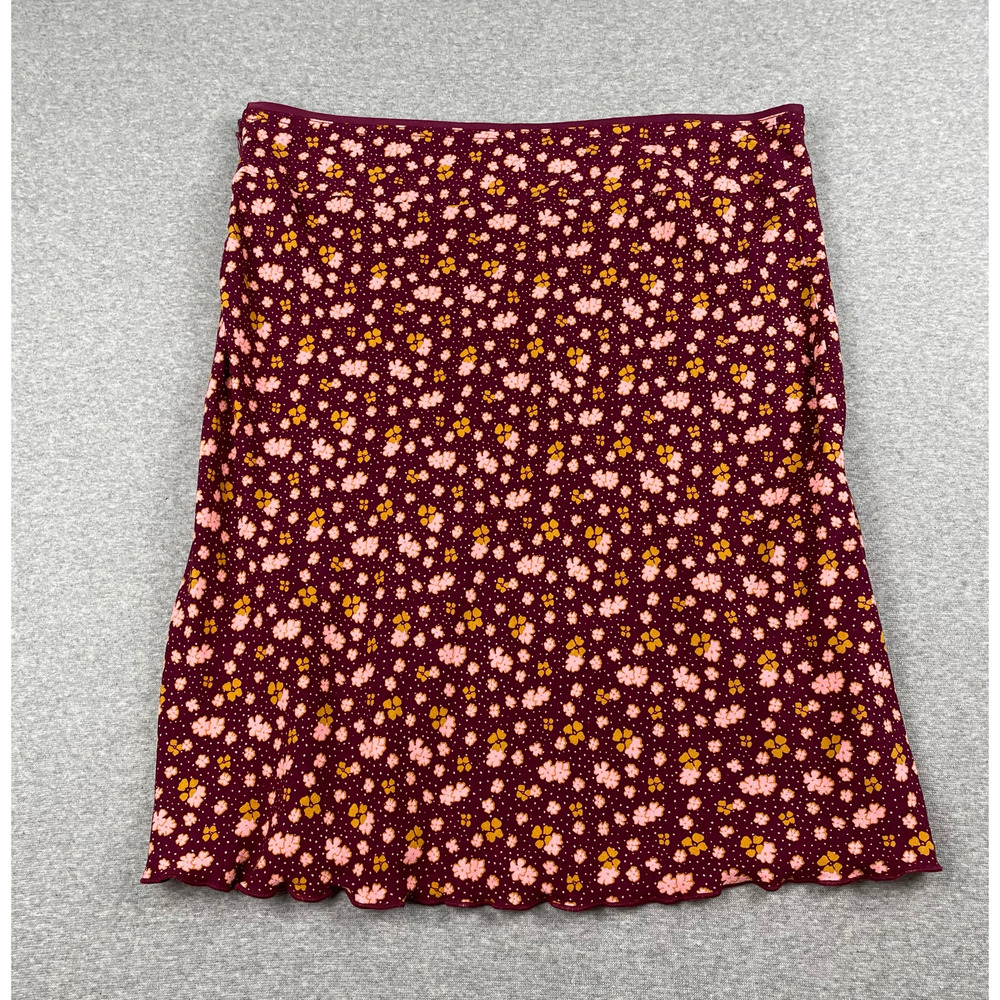 Free People Mini Skirt 6 Burgundy Plum Combo IRL Ditsy Floral Drape Boho Hippie